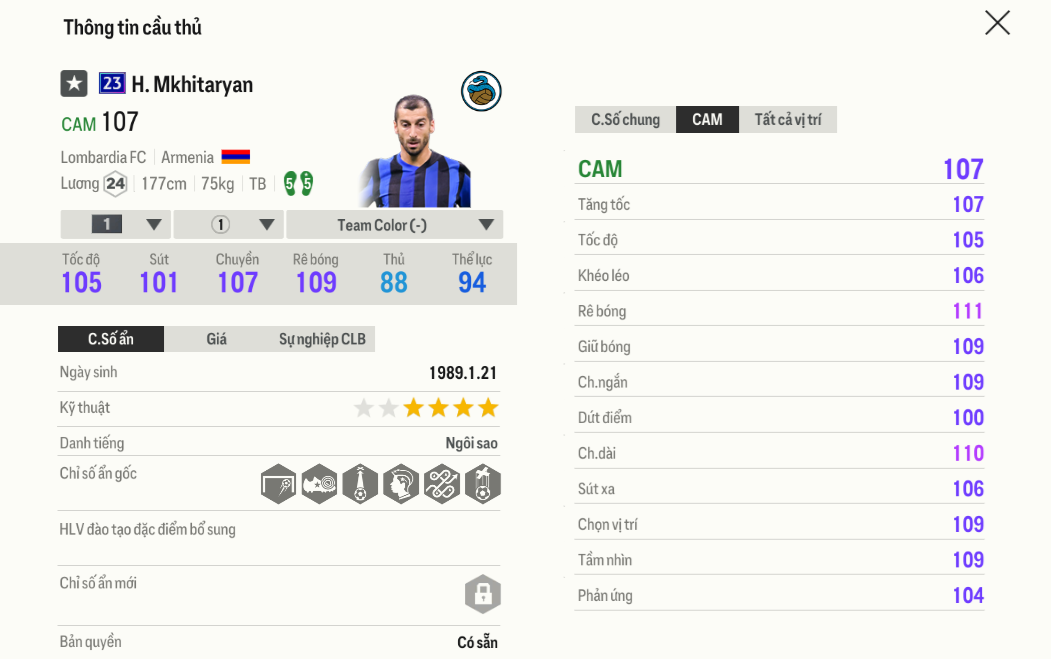 Mkhitaryan 23UCL