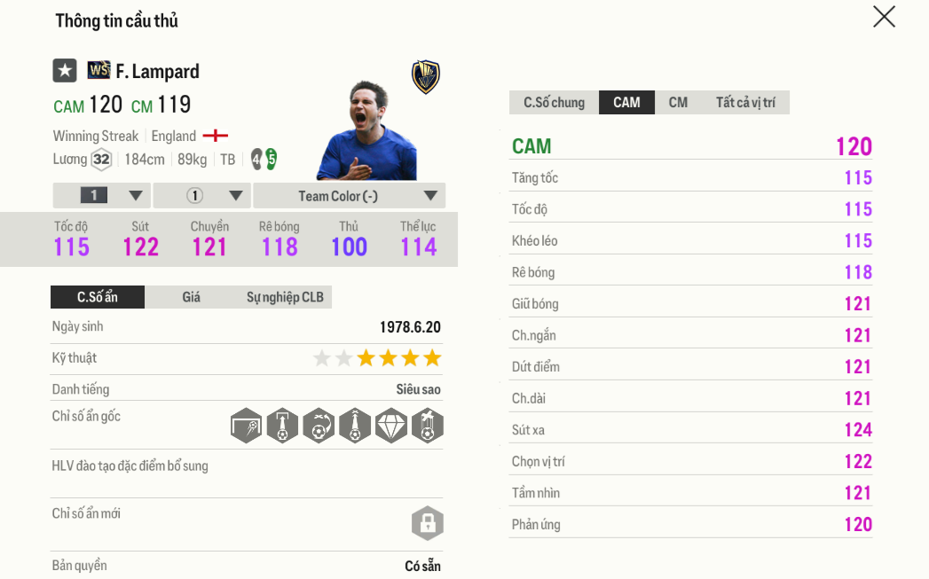 Review Frank Lampard WS